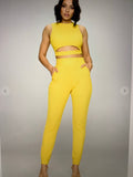 Yellow 2pc front cut jogger