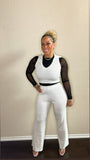 Model wearing Crop white 2pc from Keeping It Posh Boutique